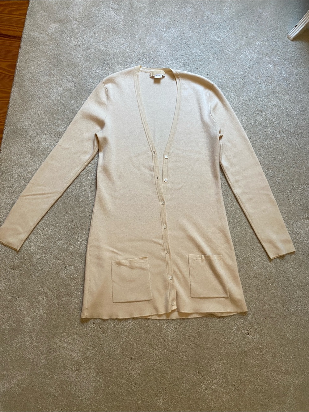 Michael Kors 100% Cashmere Long Sleeve  Women's Cardigan Cream